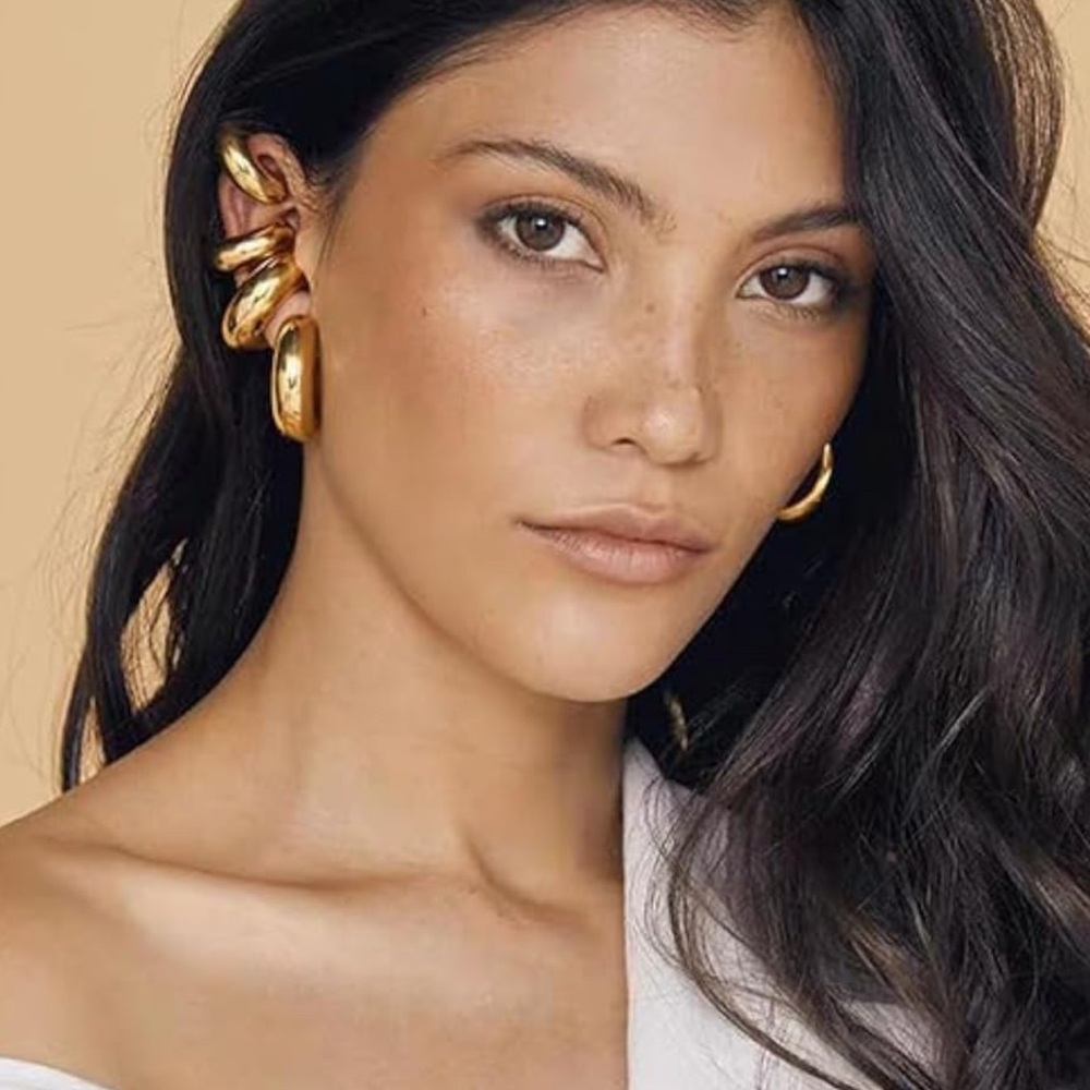 Two tone multi design ear‎ cuff earrings